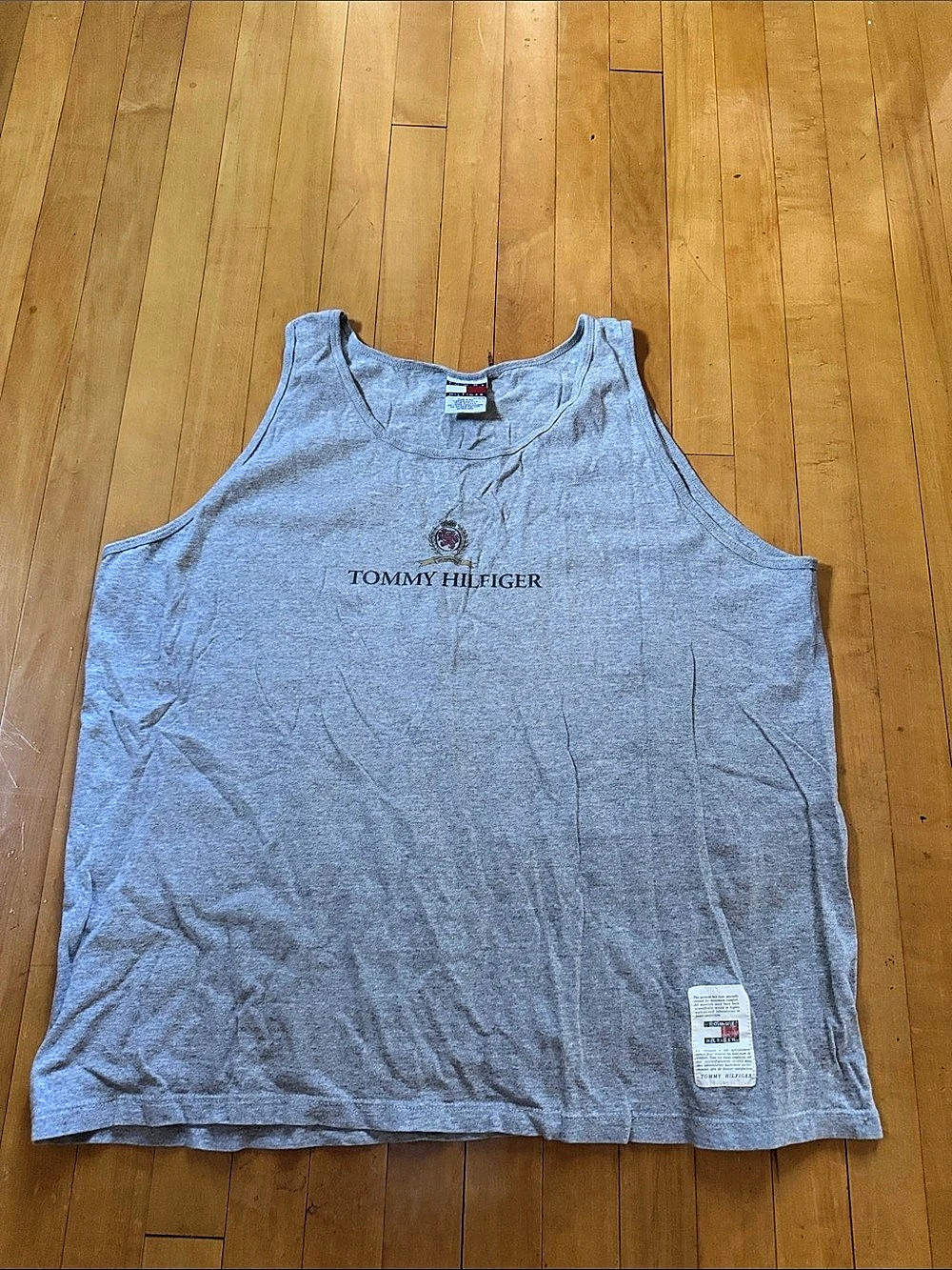 Tommy Hilfiger Vintage 90s Crest Logo Grey Tank Top Men's XL